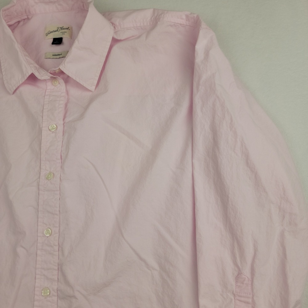 Universal Thread Womens Pink Oversized Fit Cotton Button Down Shirt Size L - Picture 5 of 11